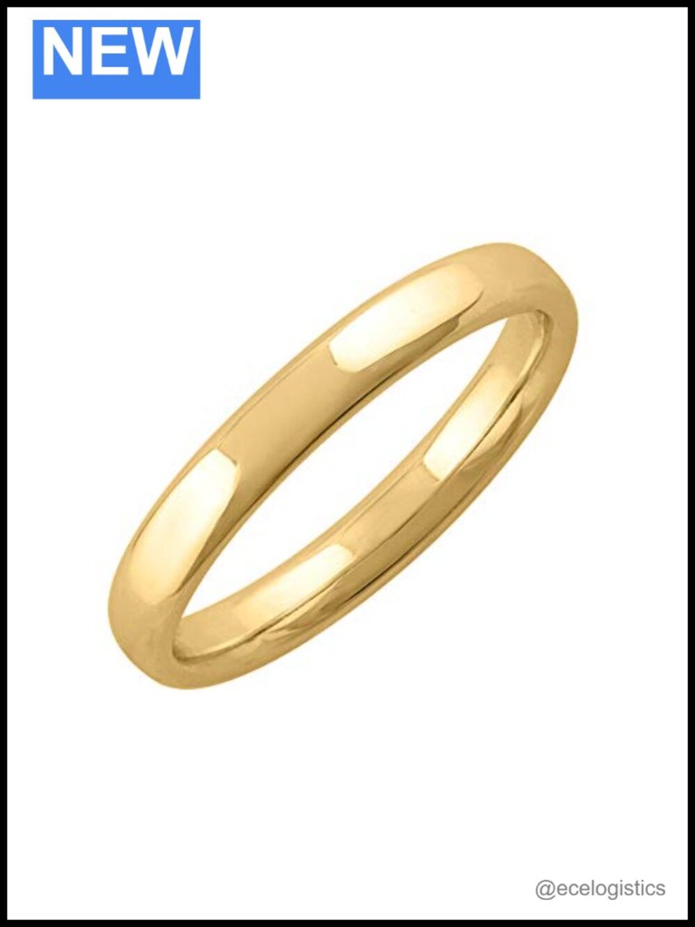 14K Gold 3mm Plain Wedding Band Comfort Fit Polished Ring